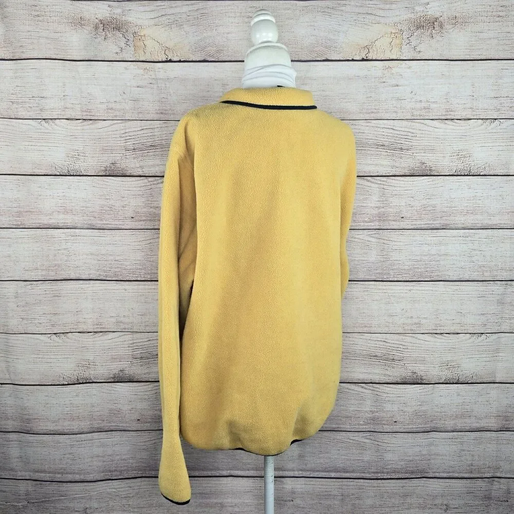 Vintage Men's L.L. Bean Regular Trail Model Fleece Snap Pullover XL 90s Yellow - Picture 3 of 8